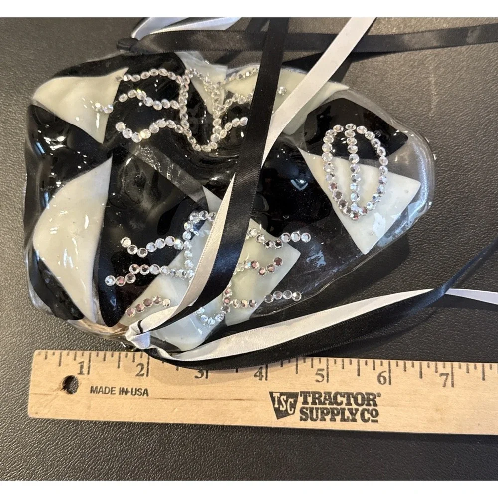 Black White Rhinestone‎ Ribbon Mask Mardi Gras Wall Hanging Art Deco Decor